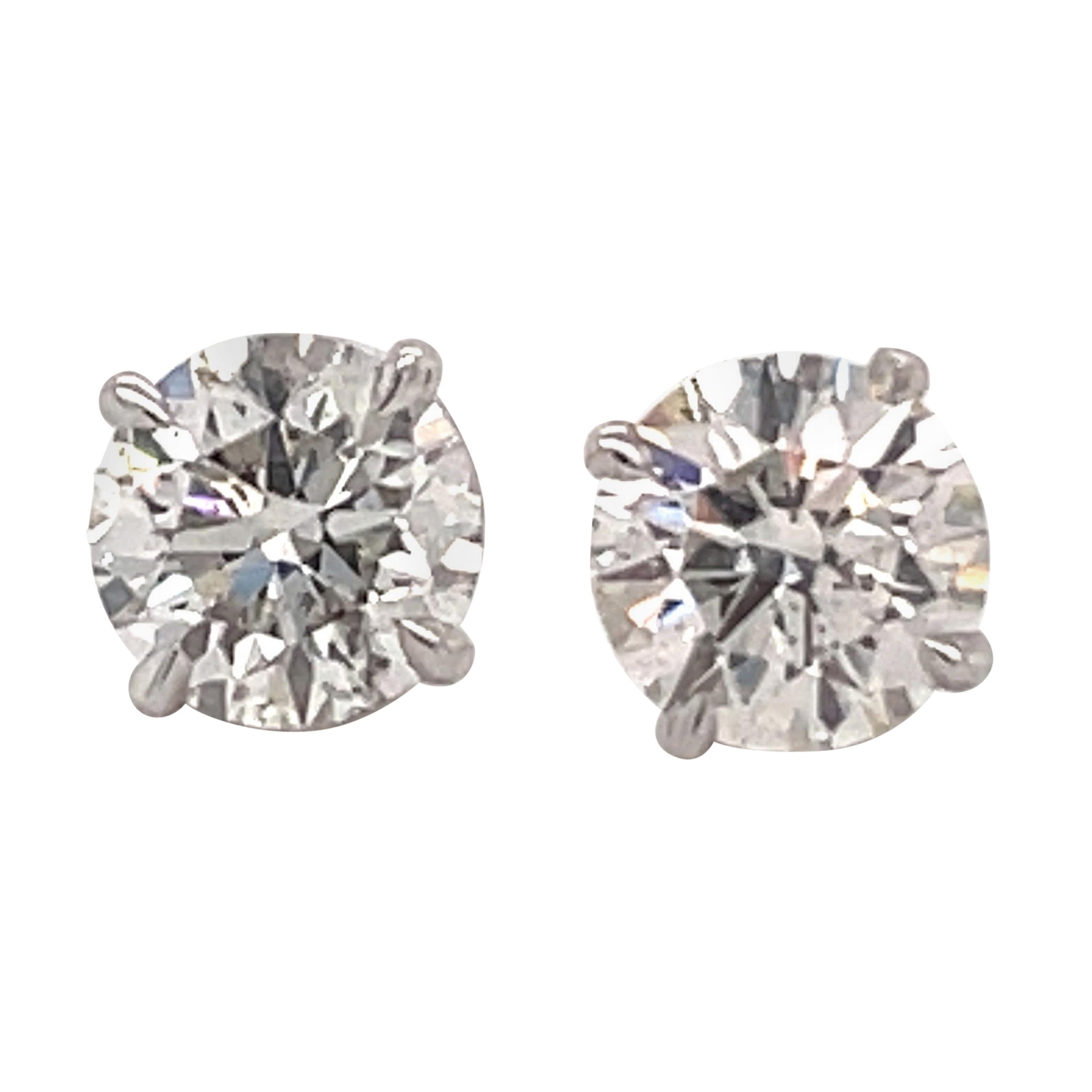 Harbor Diamonds Diamond Stud Earrings 2.04 Carat I SI3-I1 14 Karat White Gold