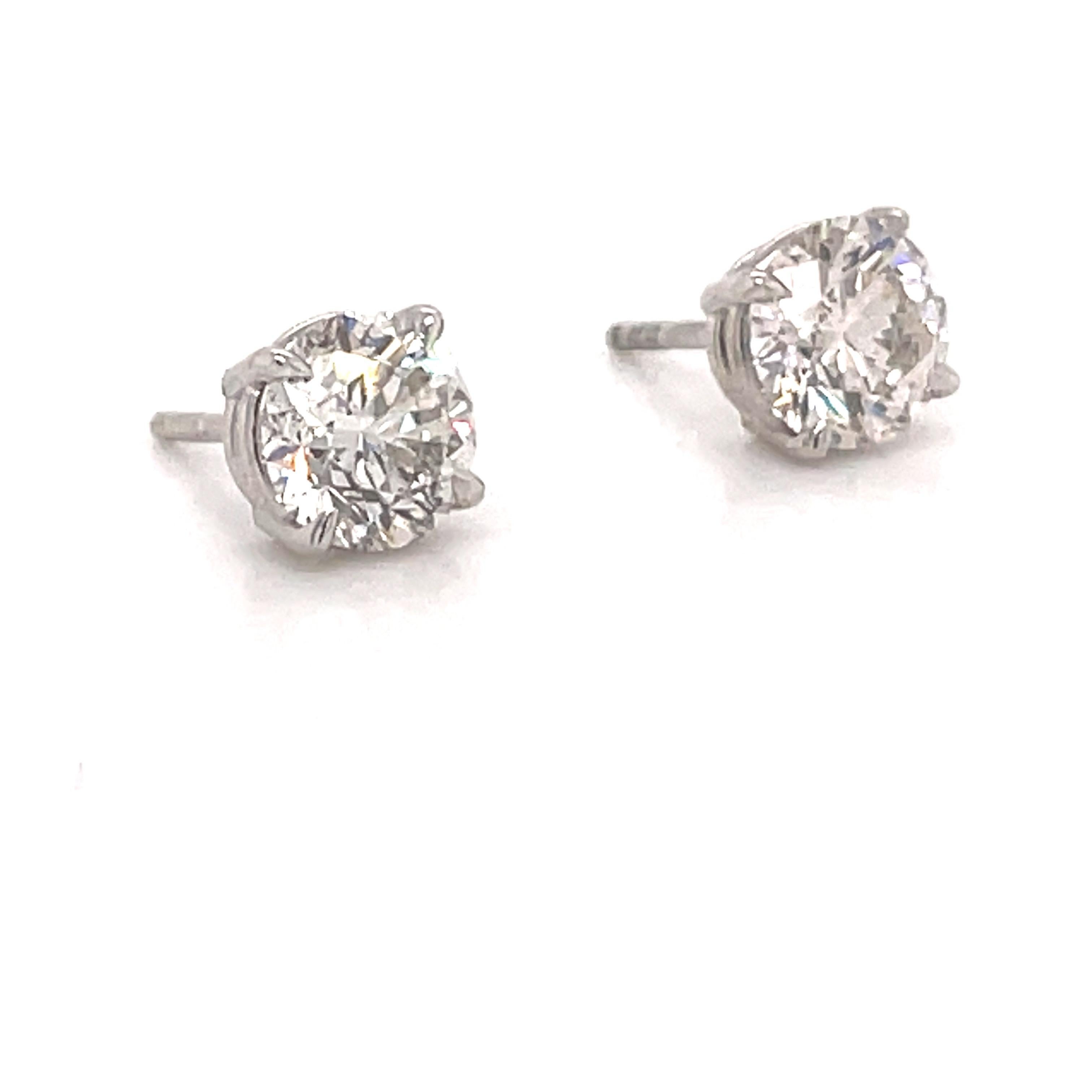 Contemporary Harbor Diamonds Diamond Stud Earrings 2.04 Carat I SI3-I1 14 Karat White Gold