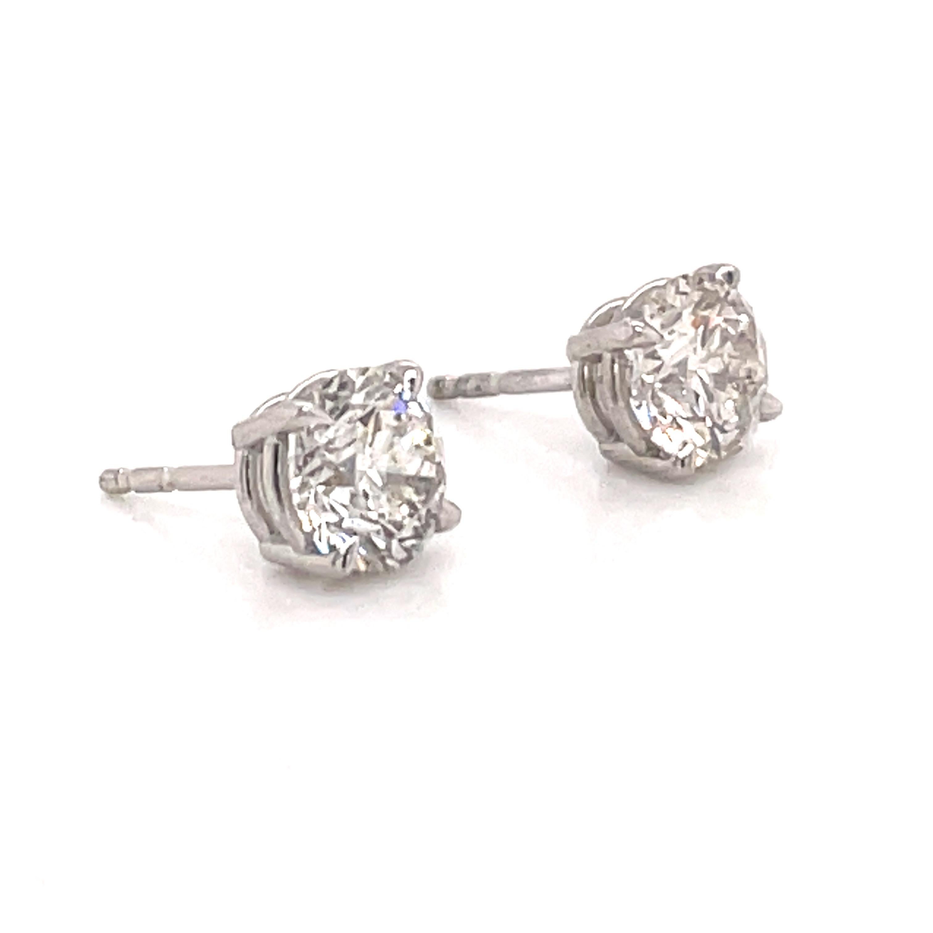 Harbor Diamonds Diamond Stud Earrings 2.04 Carat I SI3-I1 14 Karat White Gold In New Condition In New York, NY