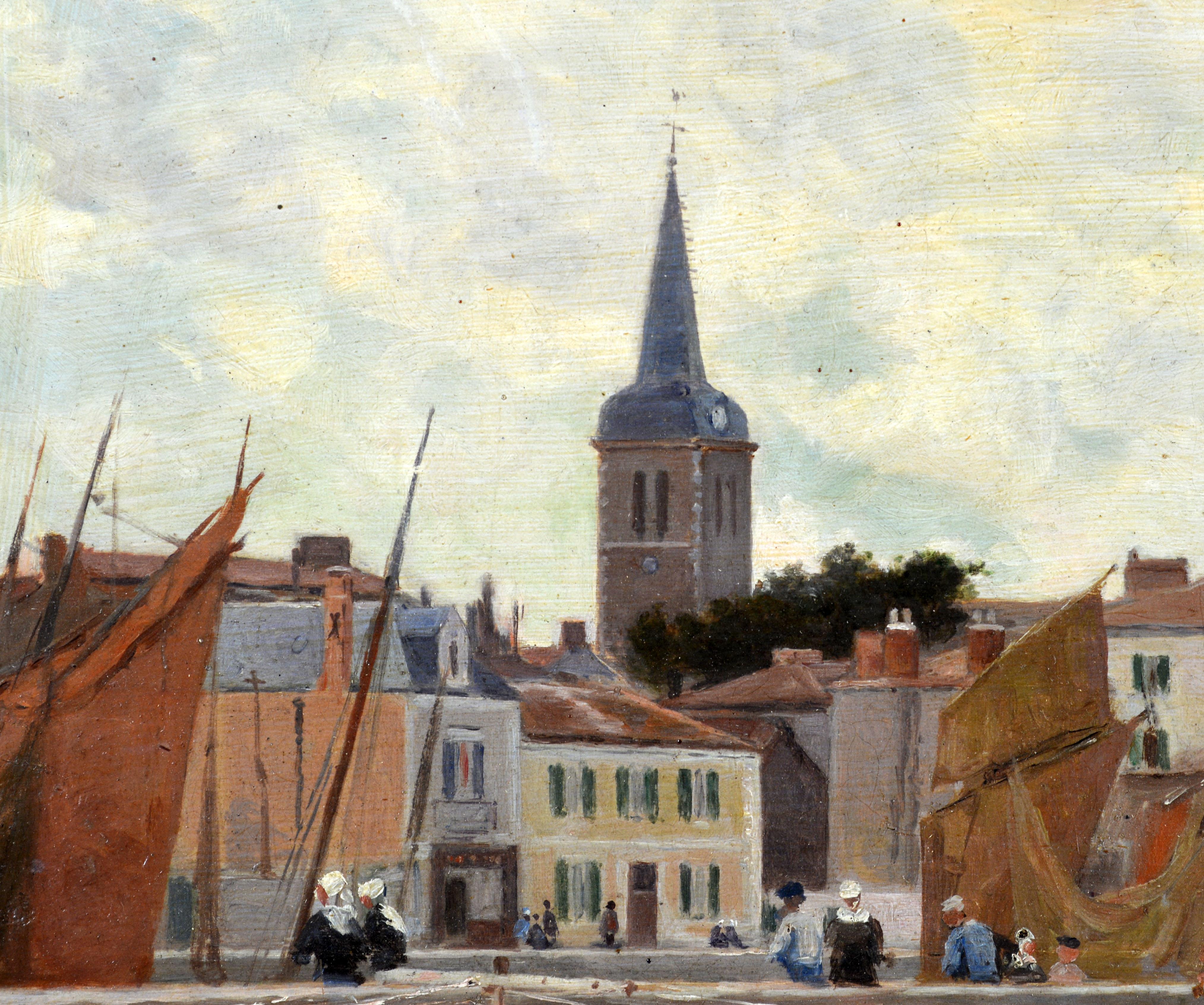 'Harbor Scene, Brittany' by Luigi Loir, Austrian/French Impressionist, 1845-1916 3