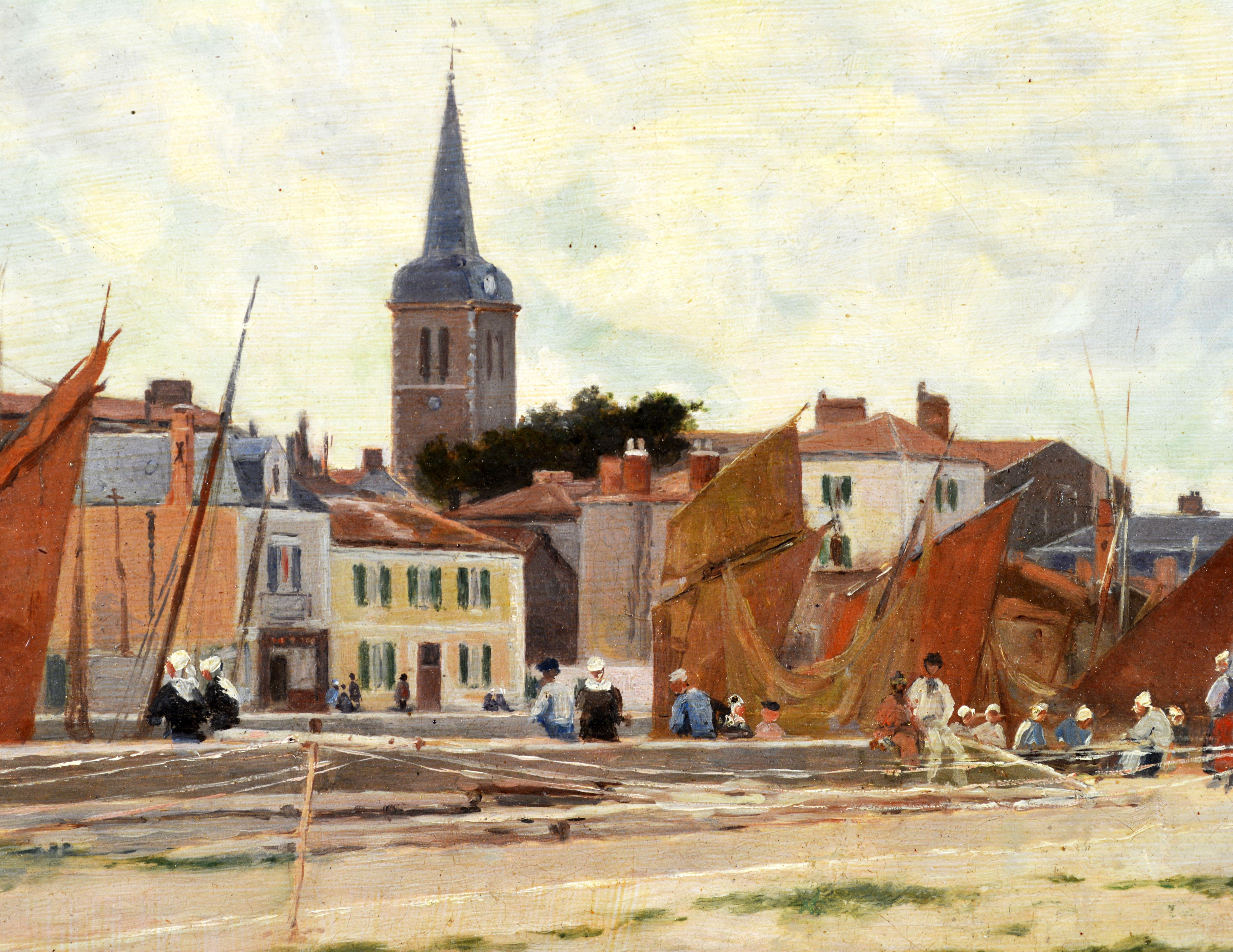 'Harbor Scene, Brittany' by Luigi Loir, Austrian/French Impressionist, 1845-1916 In Good Condition In Ft. Lauderdale, FL