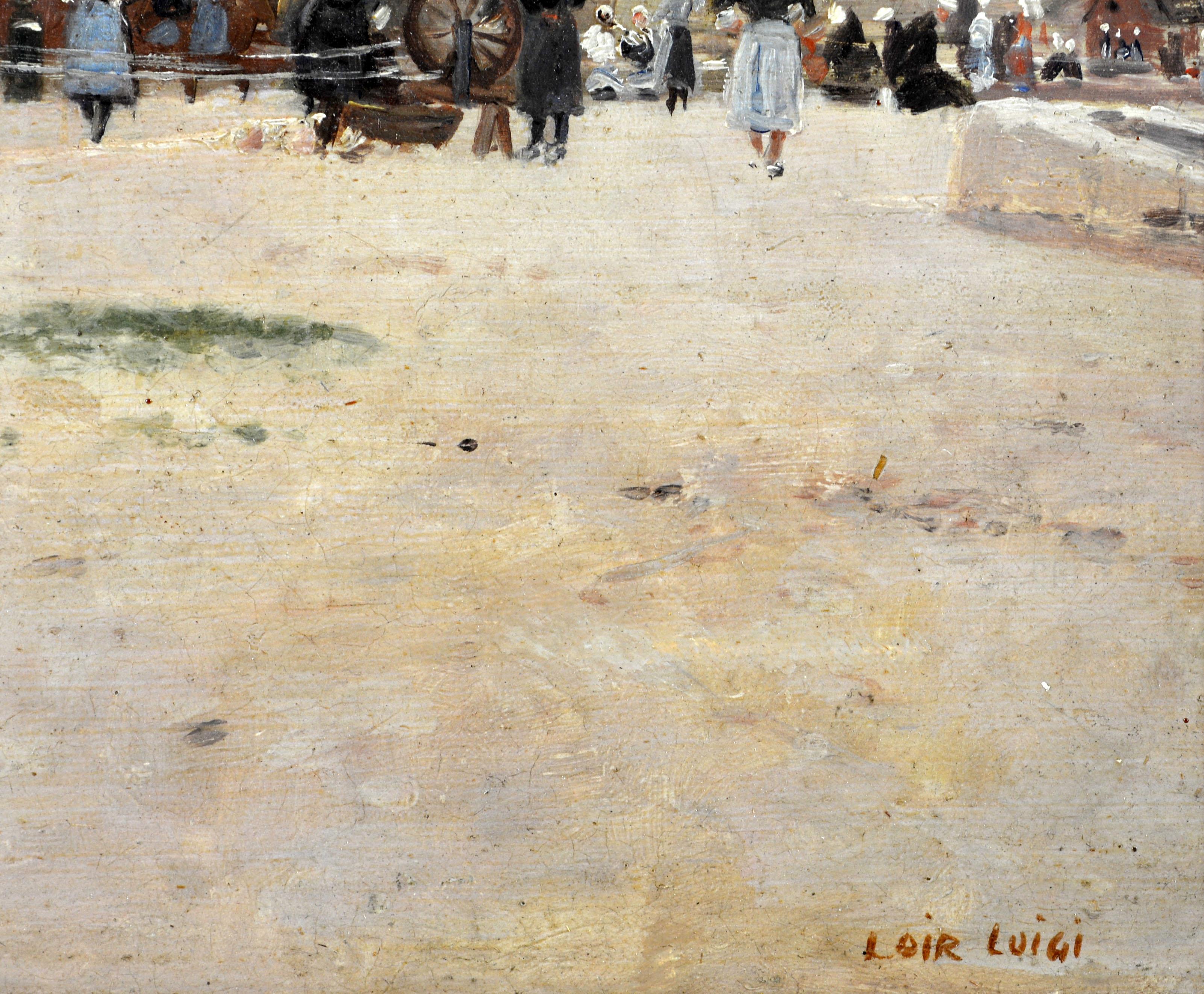 Wood 'Harbor Scene, Brittany' by Luigi Loir, Austrian/French Impressionist, 1845-1916