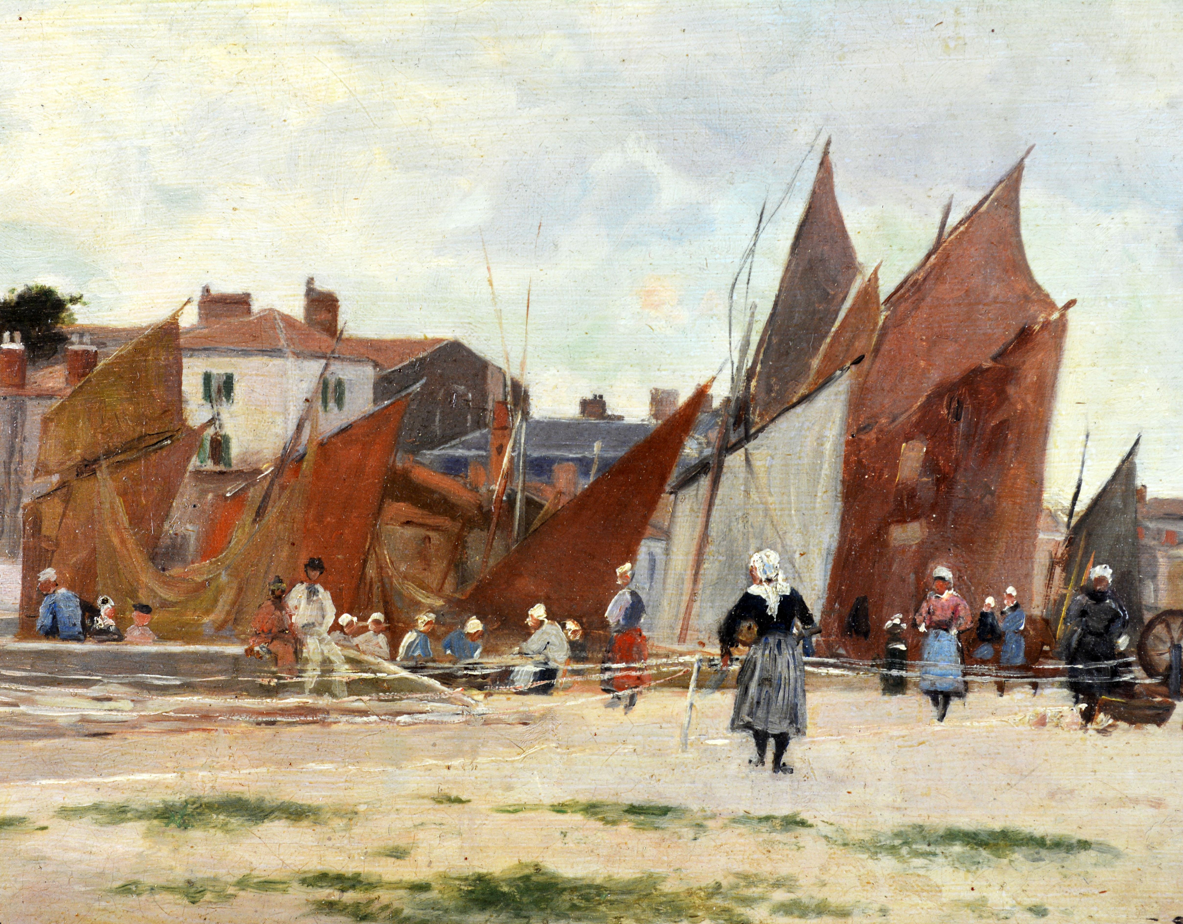 'Harbor Scene, Brittany' by Luigi Loir, Austrian/French Impressionist, 1845-1916 1