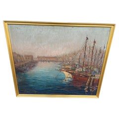 Harbor Scene Oil on canvas Elsie Brown Grossman