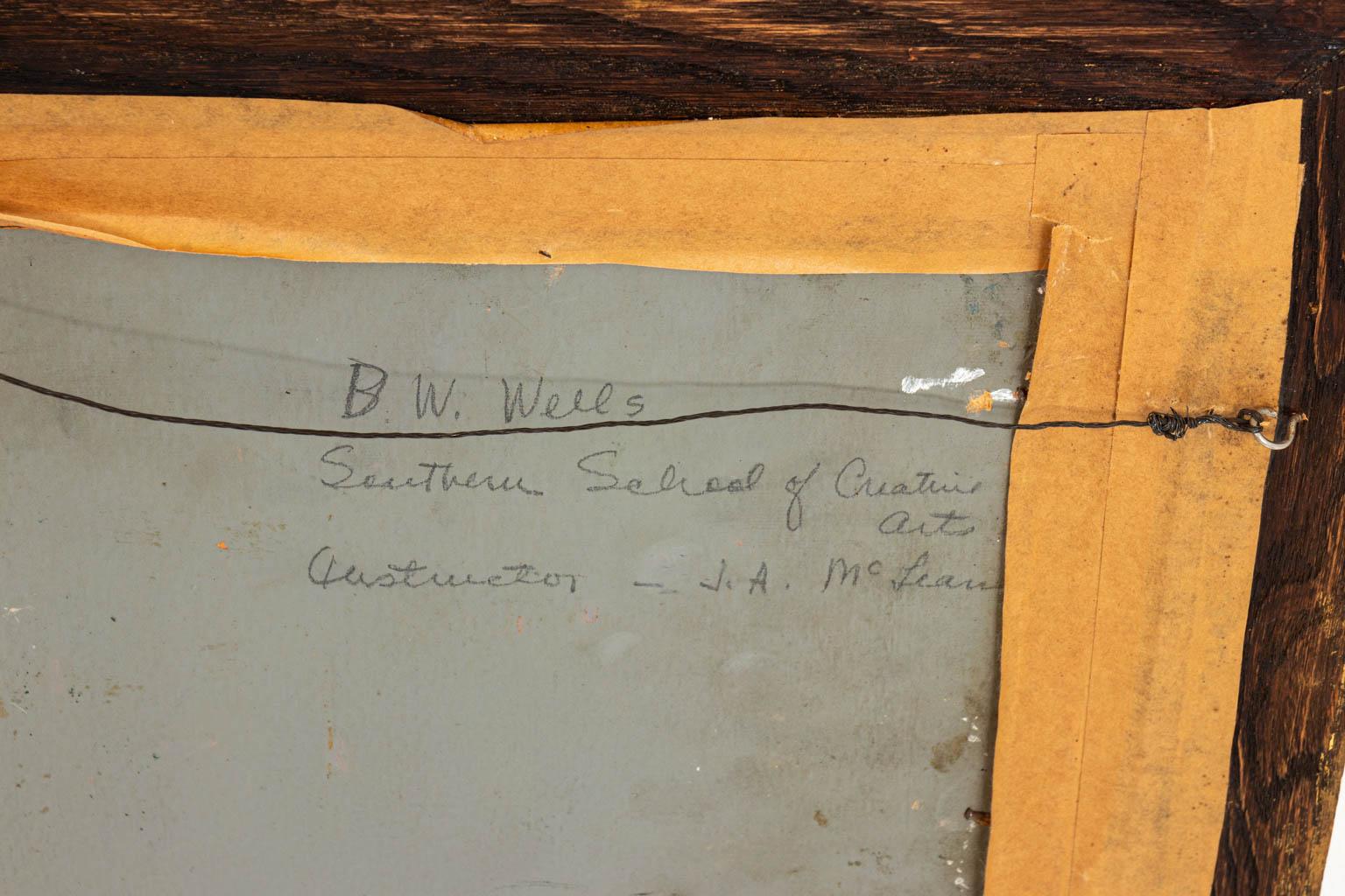 Hafenszene Gemälde von BW Wells (Holz)