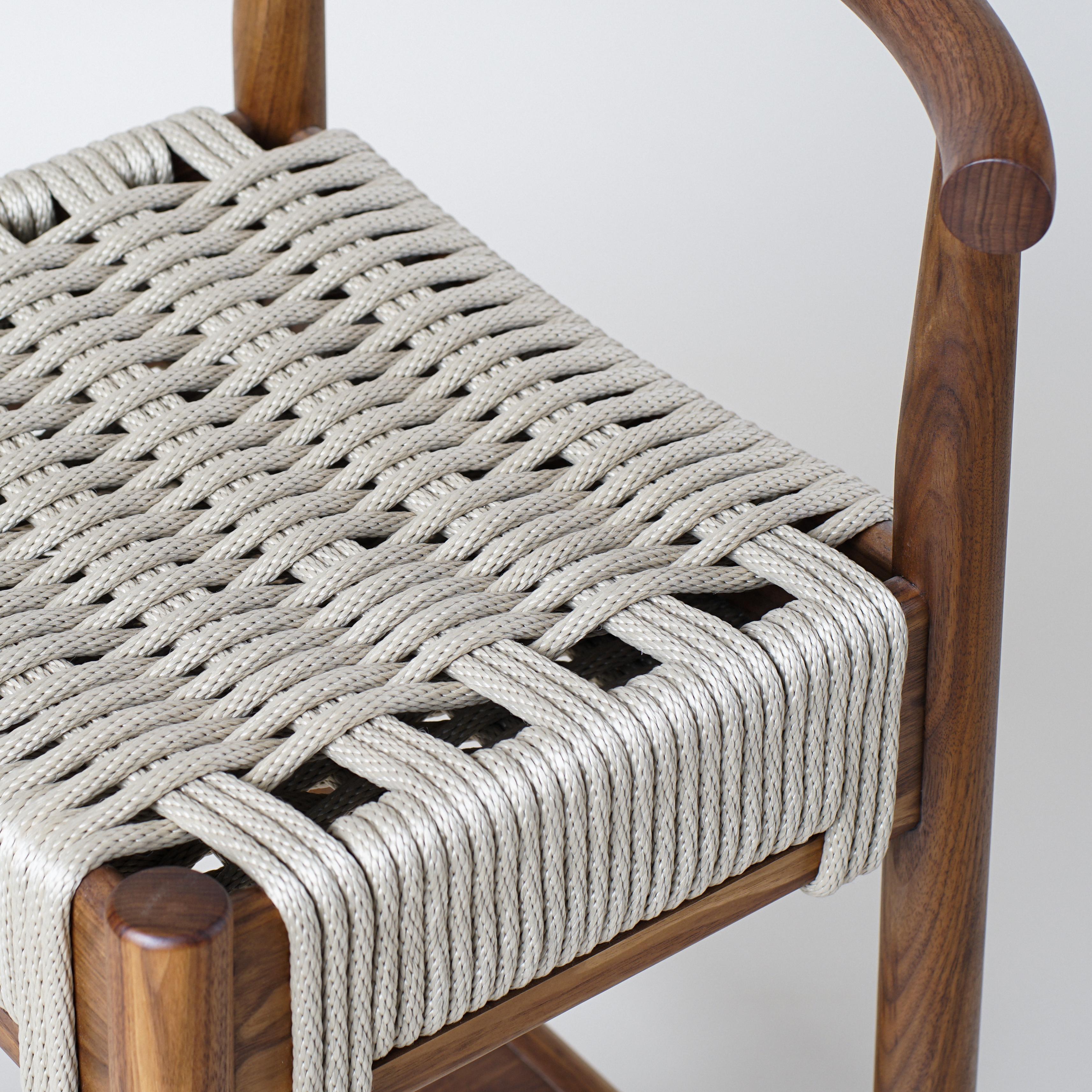 Hand-Woven Harbor Bar Stool, Handcrafted Modern Rope Seat Bar Stool with Backrest For Sale