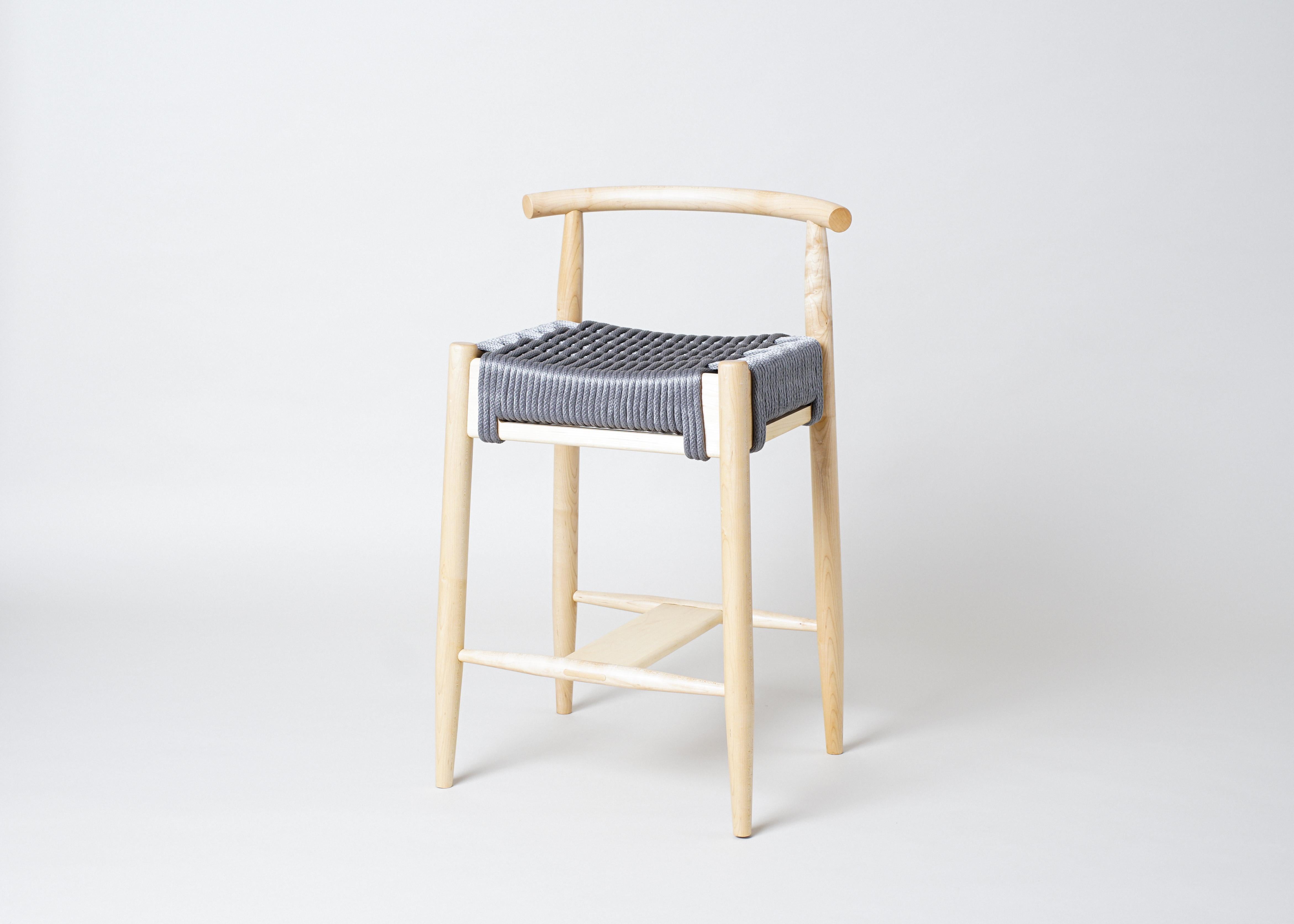 the curated nomad hurlingham rope weave counter stool blue