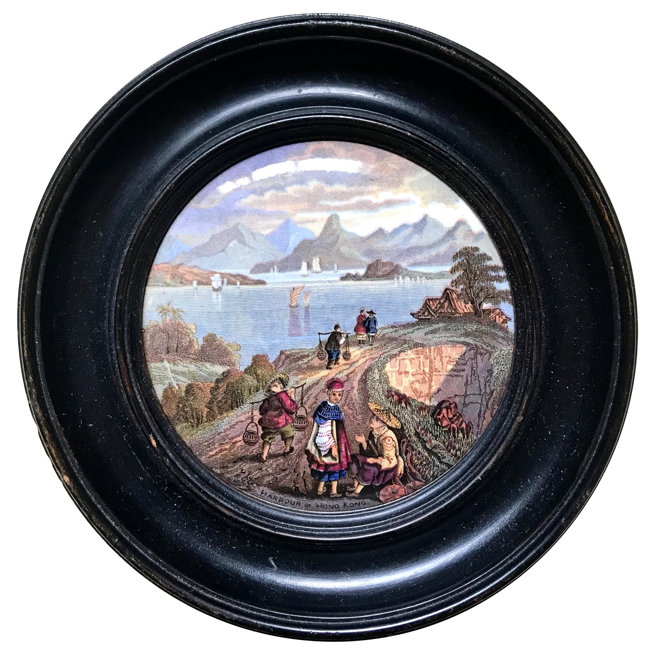 Harbor View of Hong Kong  Prattware Decorative Lid