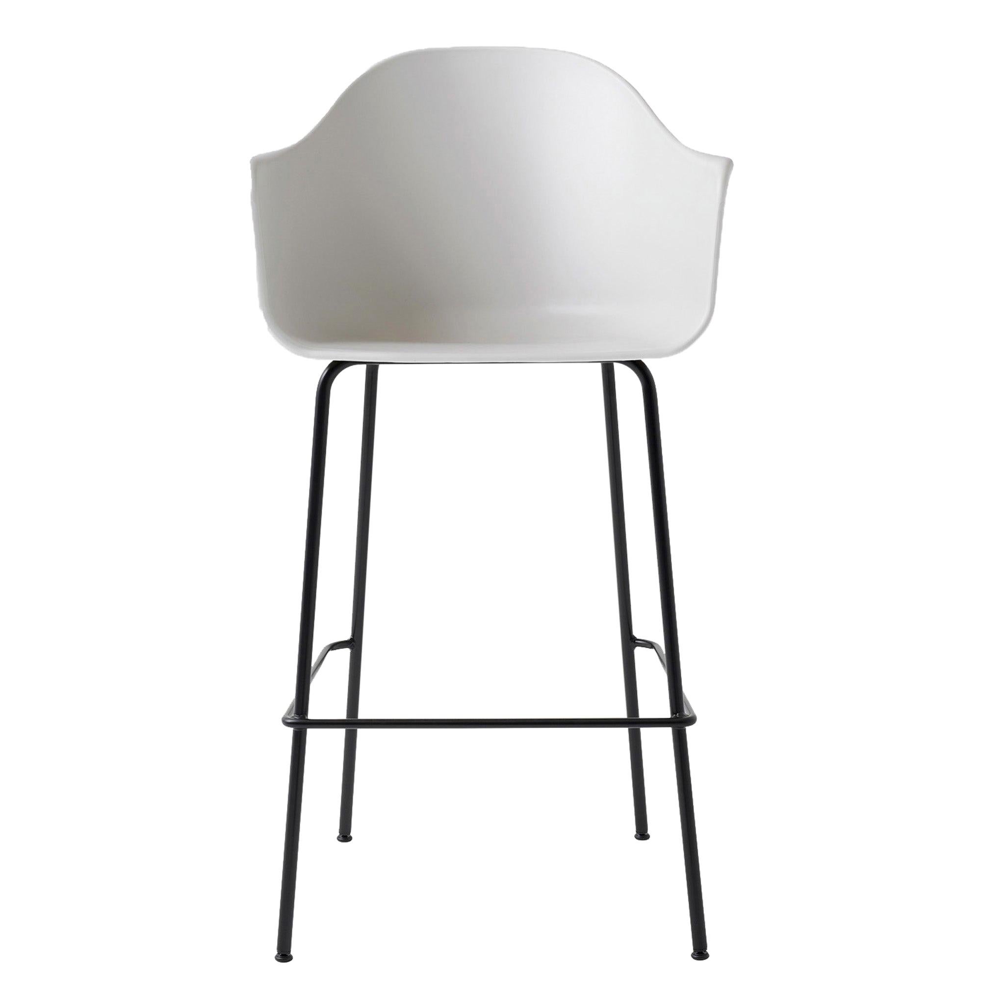 Harbour Chair, Bar Height Base in Black Steel and Light Grey Shell For Sale