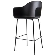 Harbour Chair, Bar Height Base in Black Steel,  Black Shell