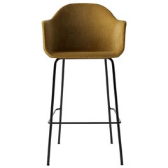 Harbour Chair, Bar Height Base in Black Steel, City Velvet CA7832/060 ‘Orange’
