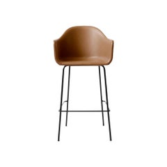 Harbour Chair, Bar Height Base in Black Steel, Nevotex "Dakar" #0250 'Cognac'