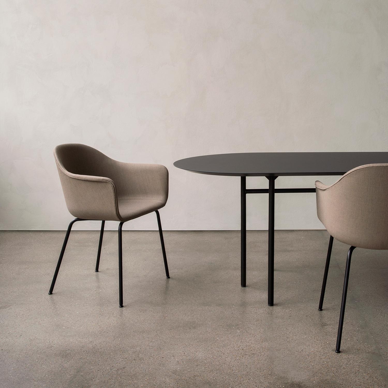 Powder-Coated Harbour Chair, Black Steel Legs and a Leather covered Shell, Nevotex 