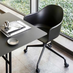 Harbour Chair, Cognac Leather Dining Chair with Black Steel Swivel Base