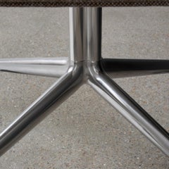 Harbour Chair, Cognac Leather Dining Chair with Polished Aluminum Swivel Base