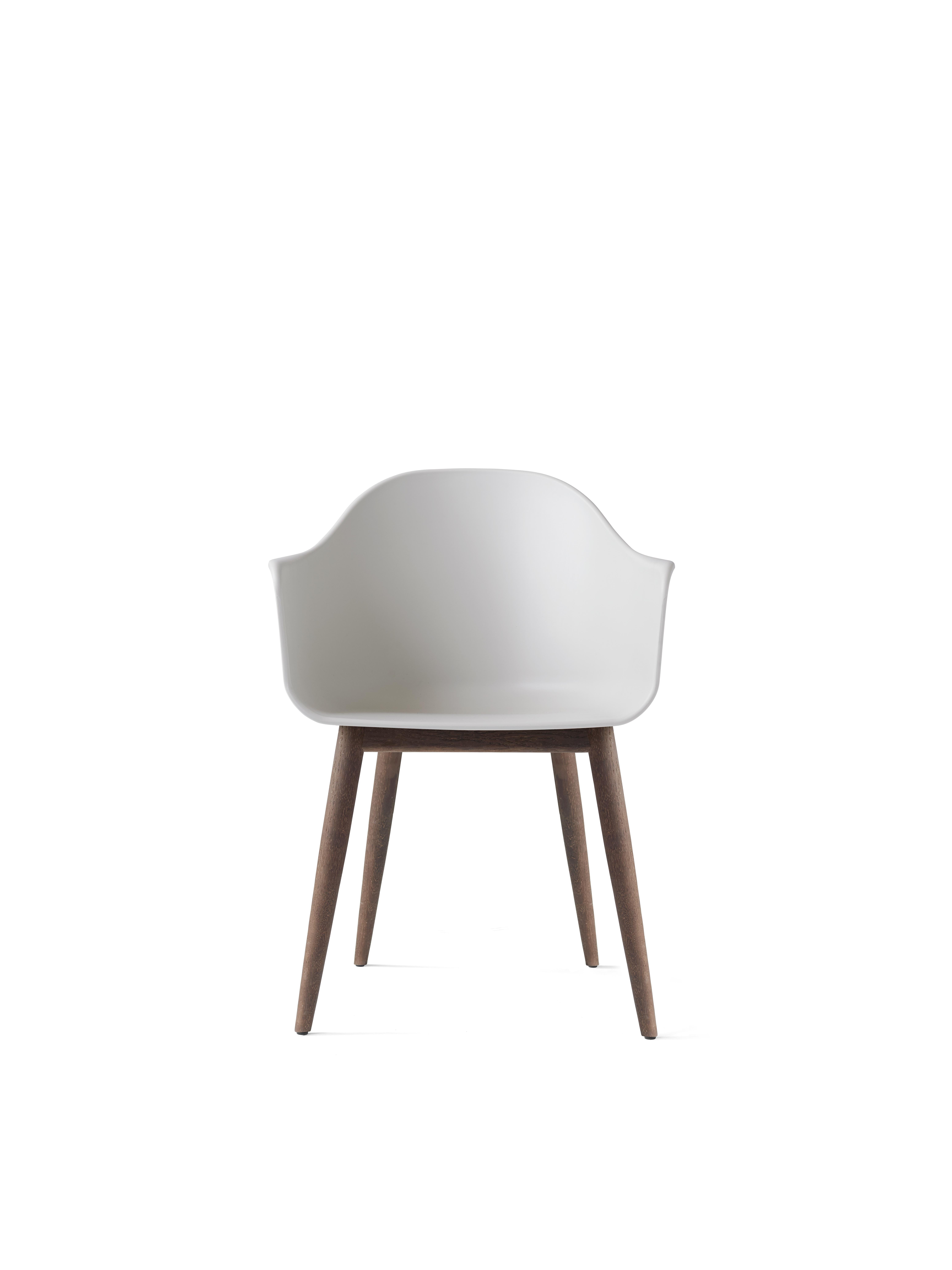 Scandinavian Modern Harbour Chair, Dark Oak Legs, White Shell For Sale