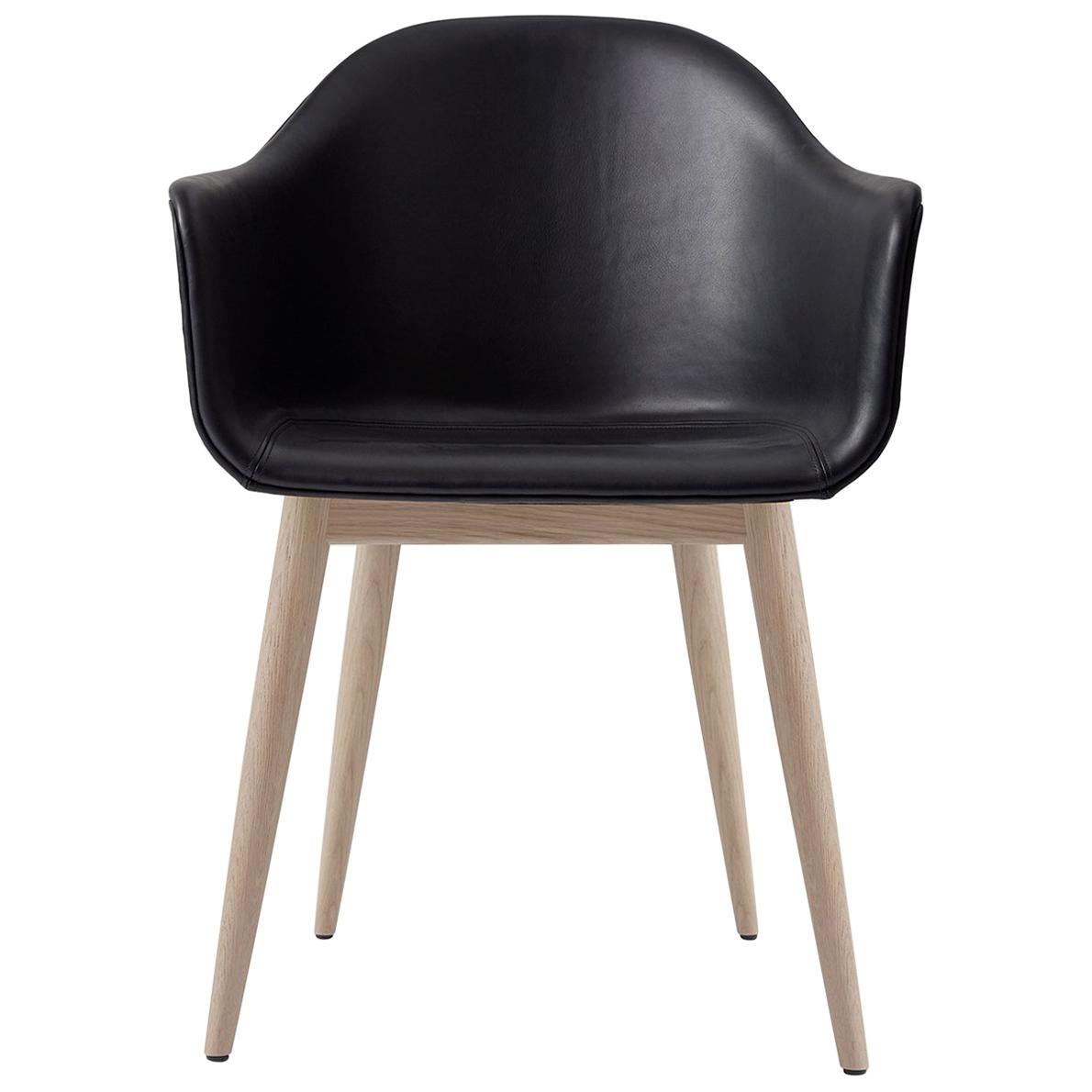 Harbour Chair, Natural Oak, Nevotex "Dakar" Black Leather For Sale