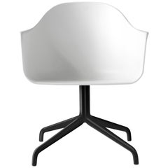 Harbour Chair, Swivel Base in Black Steel and Light Grey Shell