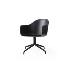 Harbour Chair, Swivel Base in Black Steel, Black Shell