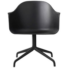Harbour Chair, Swivel Base in Black Steel, Black Shell