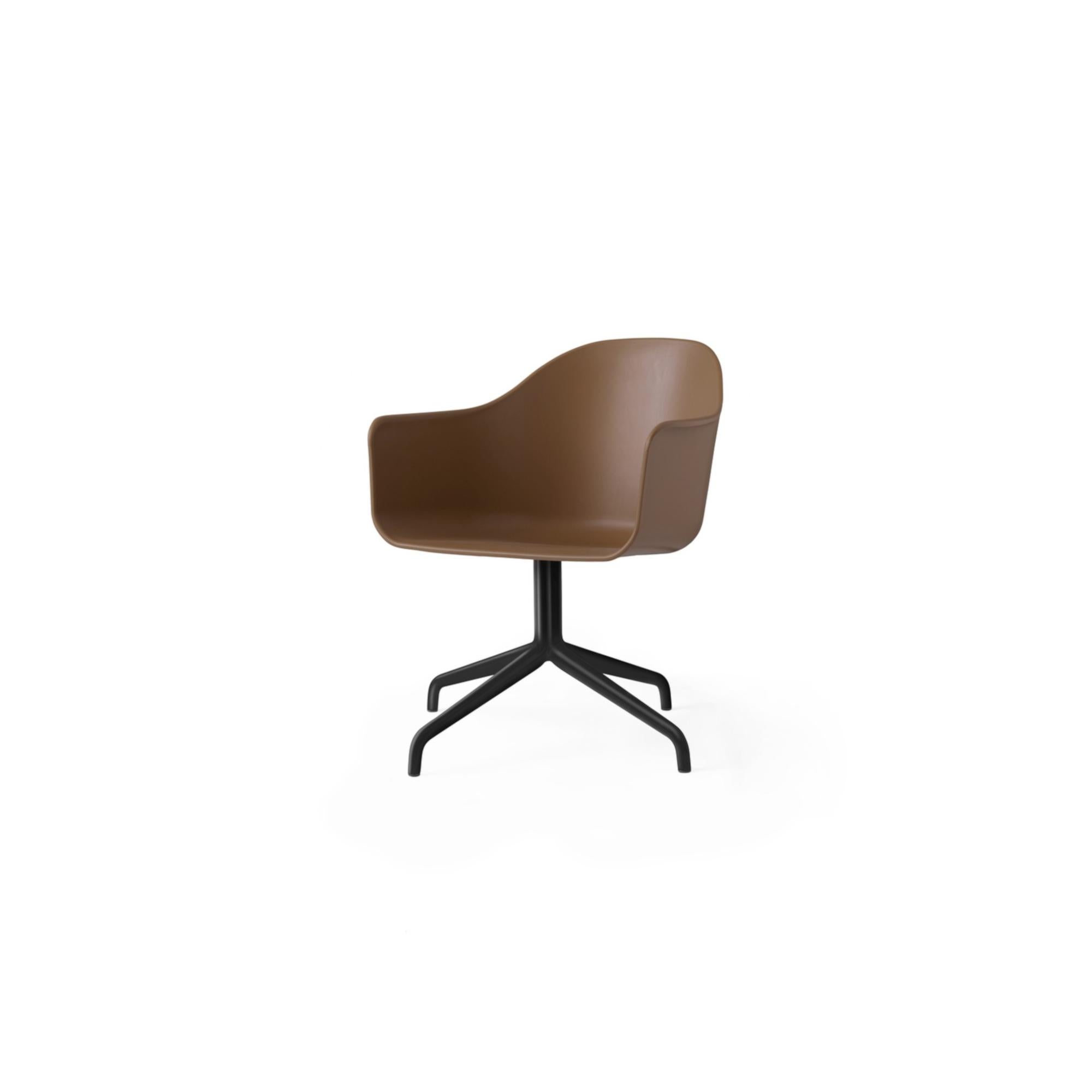Scandinavian Modern Harbour Chair, Swivel Base in Black Steel, Khaki Shell For Sale