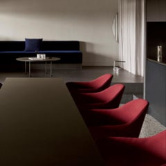 Harbour Chair, Swivel Base in Polished Aluminum, Burning Red Shell