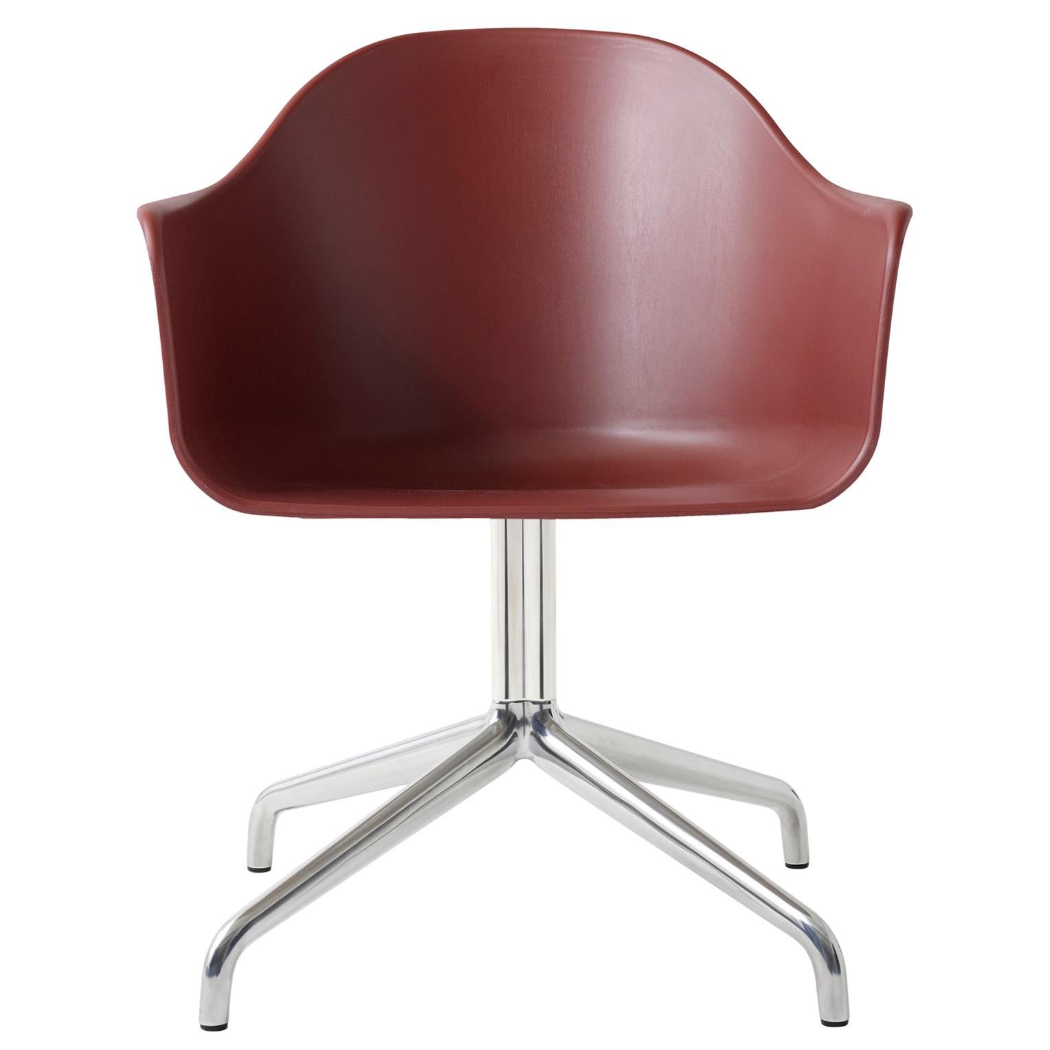 Harbour Chair, Swivel Base in Polished Aluminum, Burning Red Shell For Sale