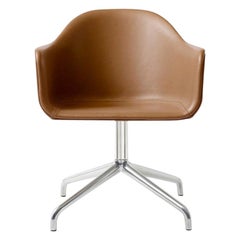 Harbour Chair, Swivel Base in Polished Aluminum, Nevotex "Dakar" #0250 'Cognac'