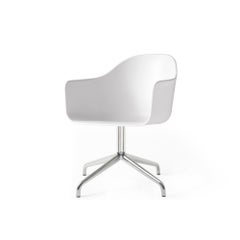 Harbour Chair, Swivel Base in Polished Aluminum, White Shell
