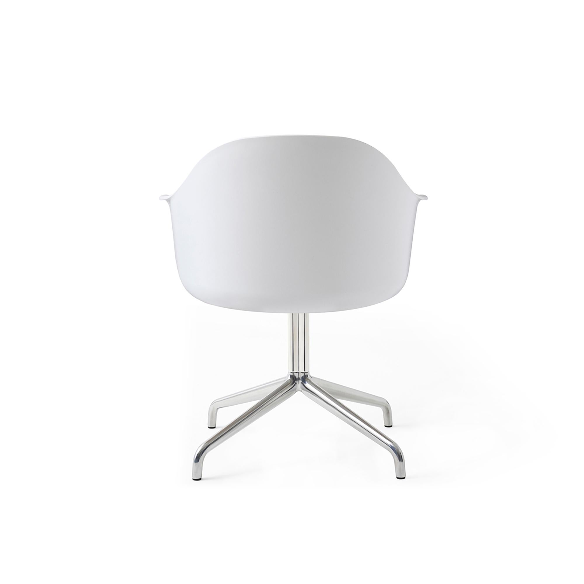 Scandinavian Modern Harbour Chair, Swivel Base in Polished Aluminum with Light Grey Shell For Sale