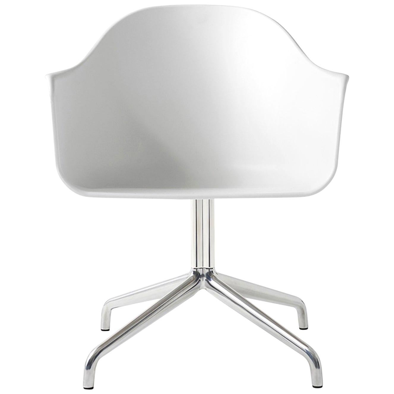 Harbour Chair, Swivel Base in Polished Aluminum with Light Grey Shell For Sale