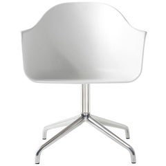 Harbour Chair, Swivel Base in Polished Aluminum with Light Grey Shell