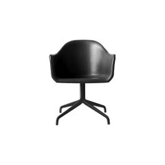 Harbour Chair, Swivel Chair with Black Welded Steel & Black Dakar '0842' Leather