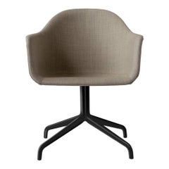 Harbour Chair, Swivel Chair with Black Welded Steel and Sandy Brown Fabric