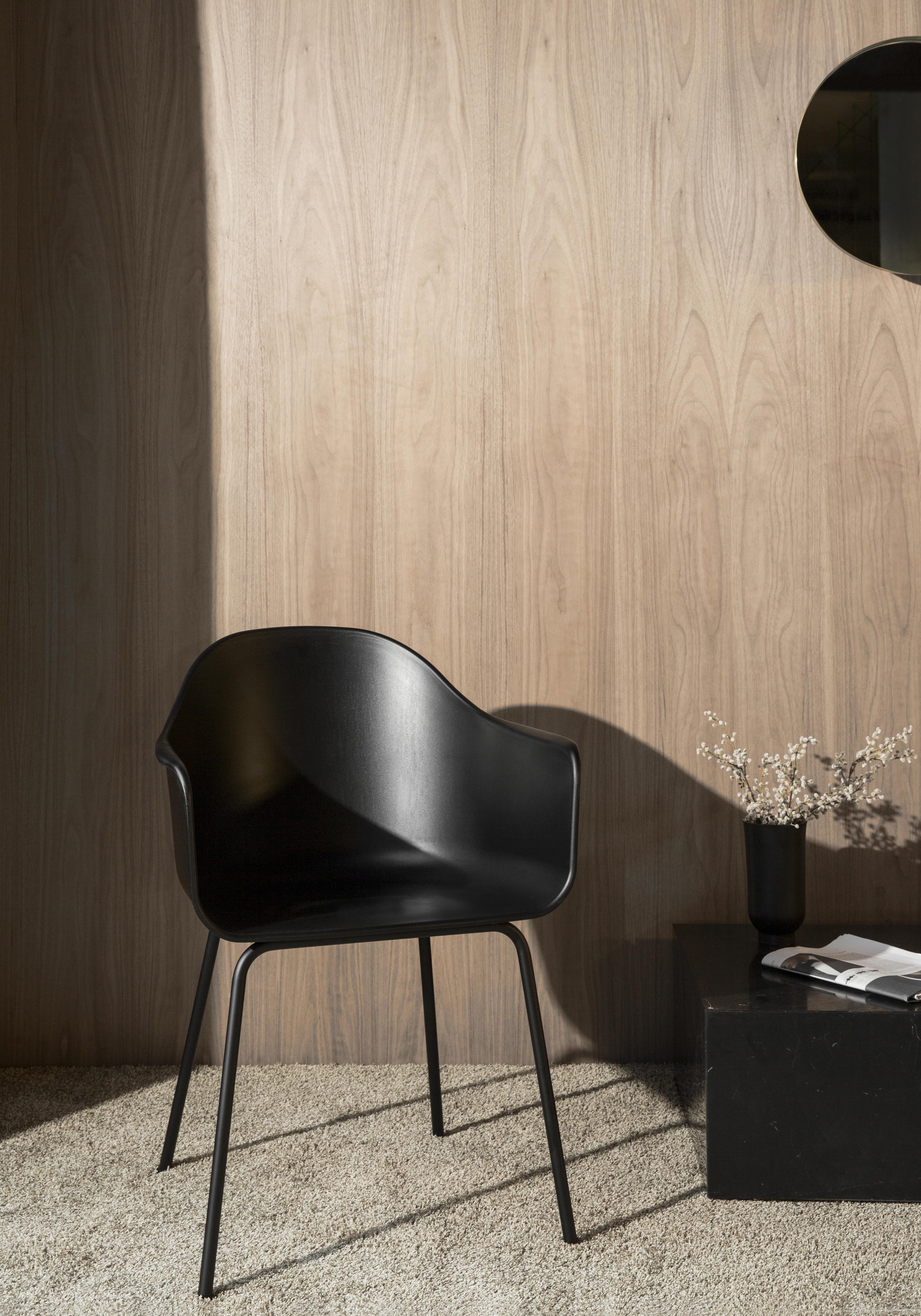 Scandinavian Modern Harbour Chair, White Legs, Charcoal Fabric