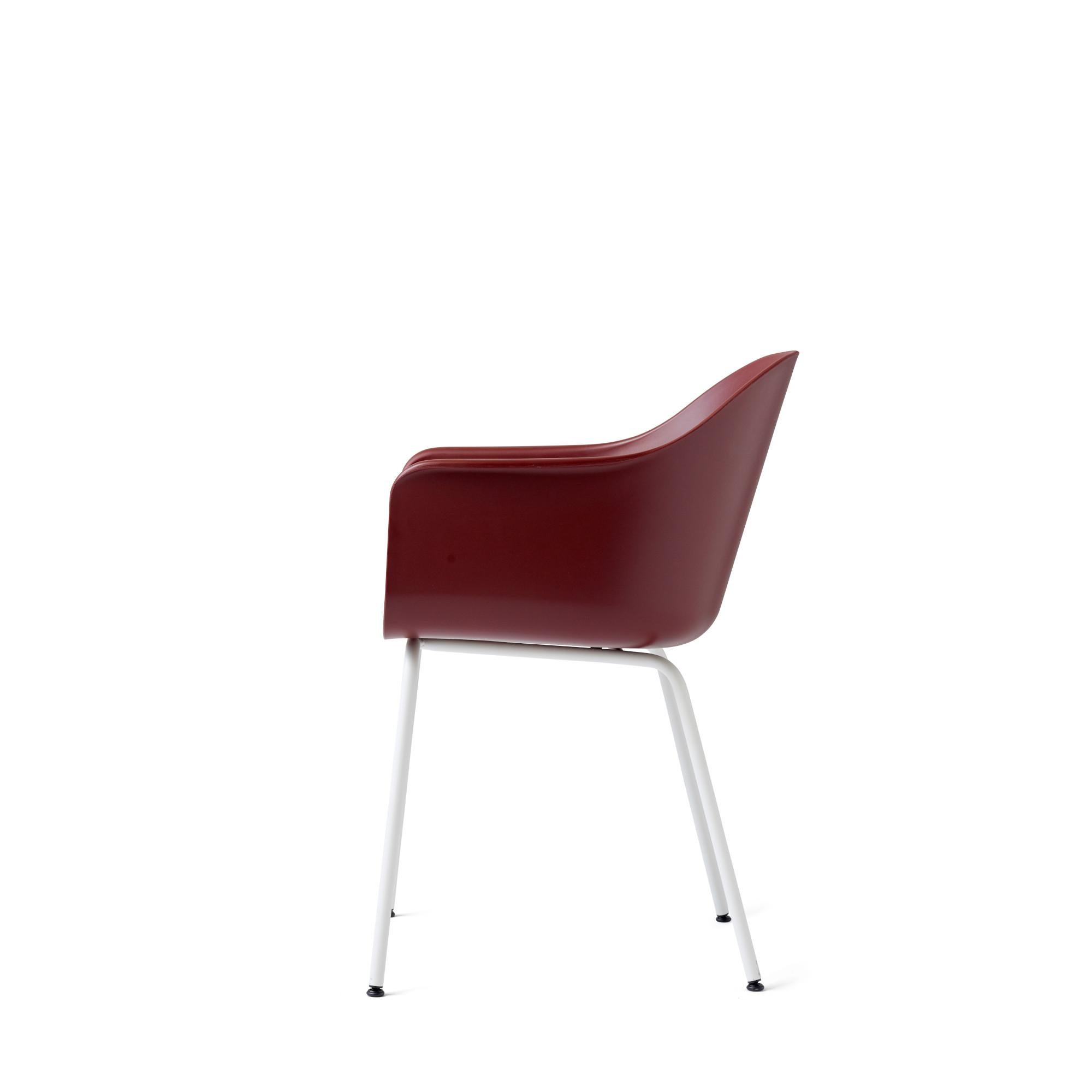 Scandinavian Modern Harbour Chair, White Legs, Red Shell For Sale