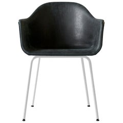 Harbour Chair, White Legs, Sorensen's "Dunes" Black Leather