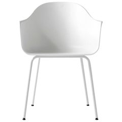 Harbour Chair, White Steel  Legs and Light Grey Shell