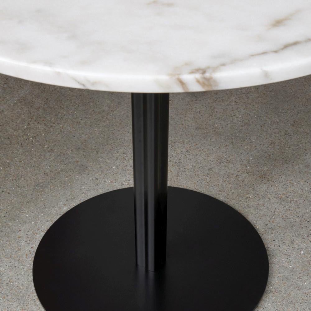 The Harbour Column Table is available with three tabletop sizes: two round and one rectangular. Each can be crafted in charcoal linoleum, black oak veneer, or off white marble to suit your space and design preferences.

The clover-shaped column base