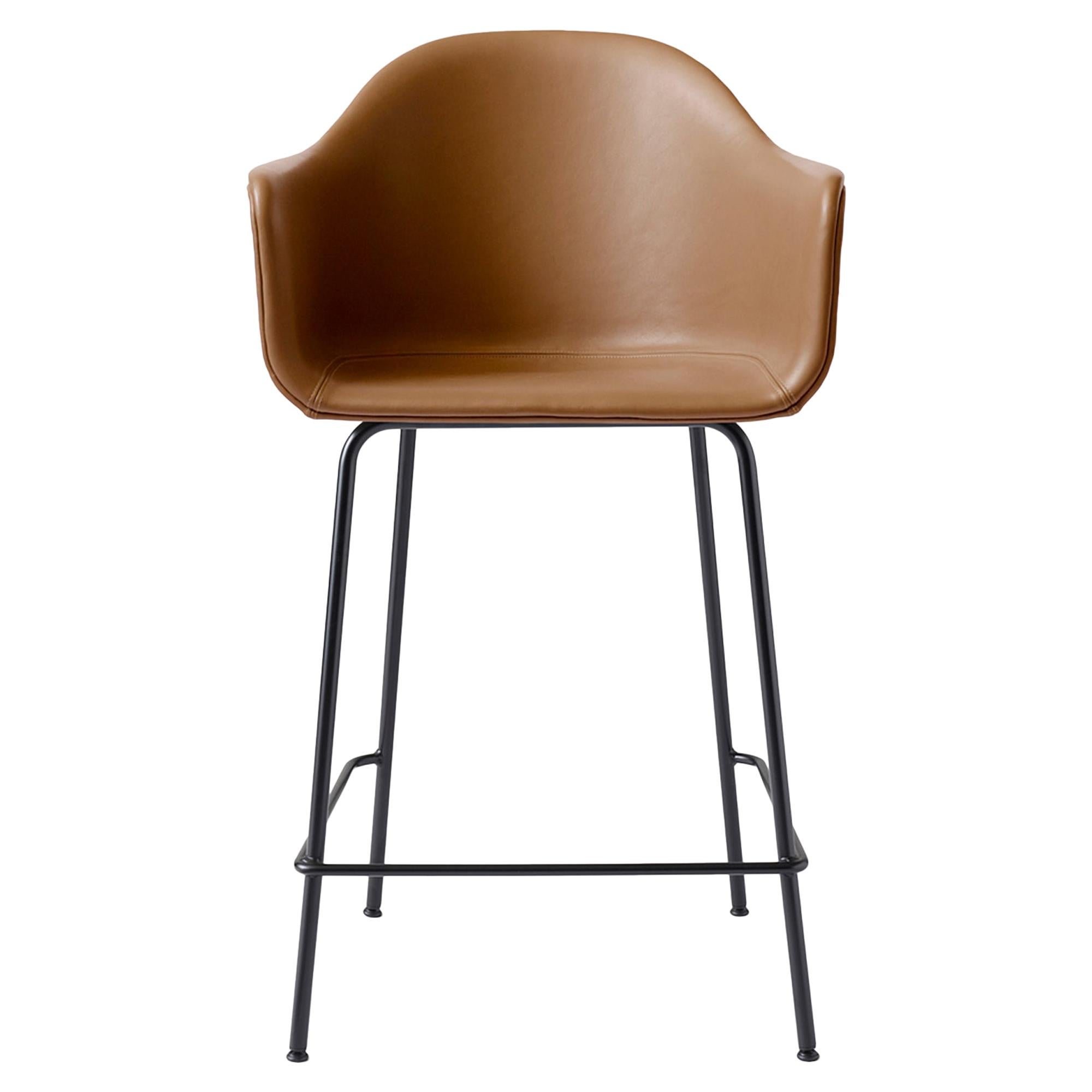 Harbour Counter Chair, with Black Welded Steel and Cognac Leather 'Dakar 0250' For Sale