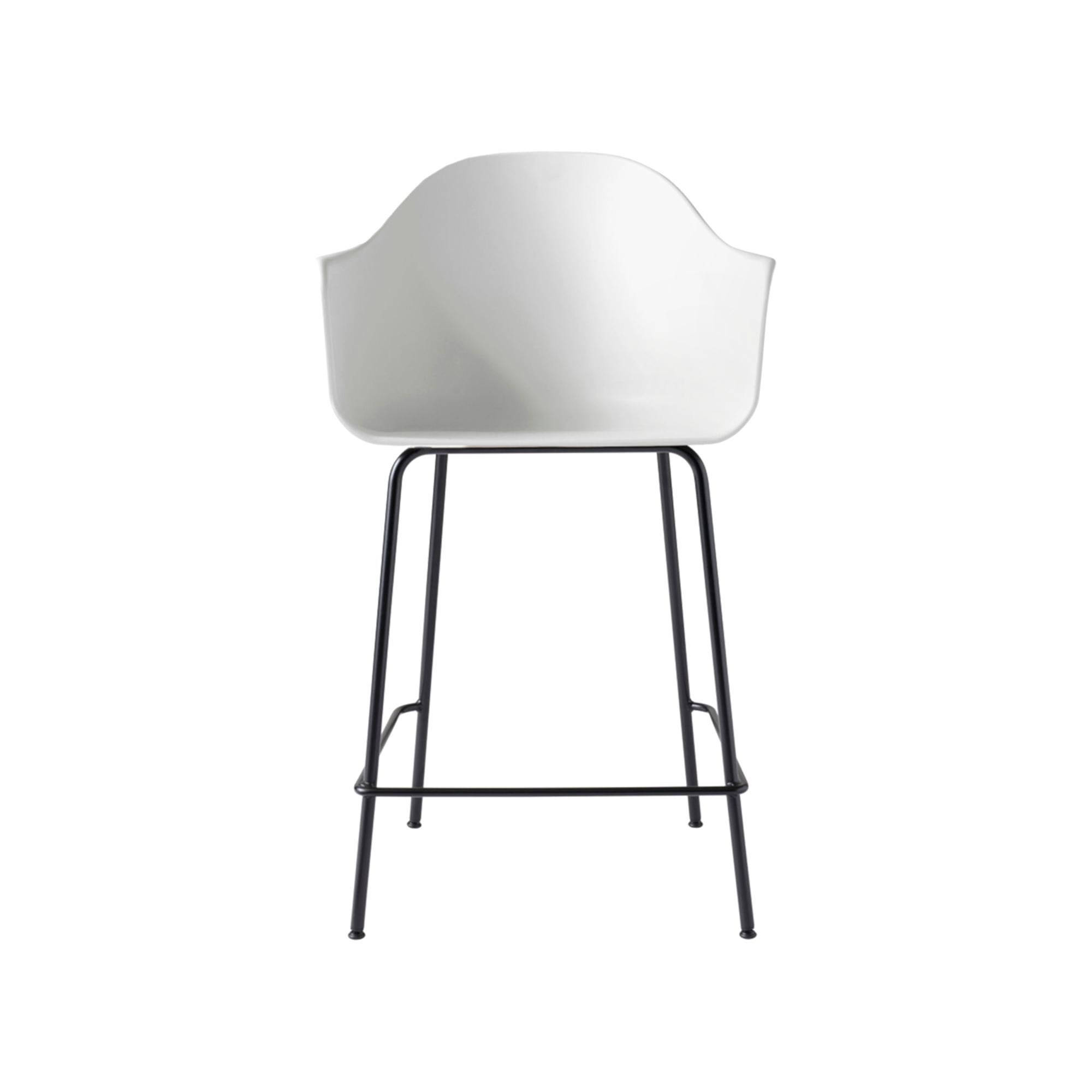 Harbour Counter Chair, with Black Welded Steel Legs and White Shell For Sale
