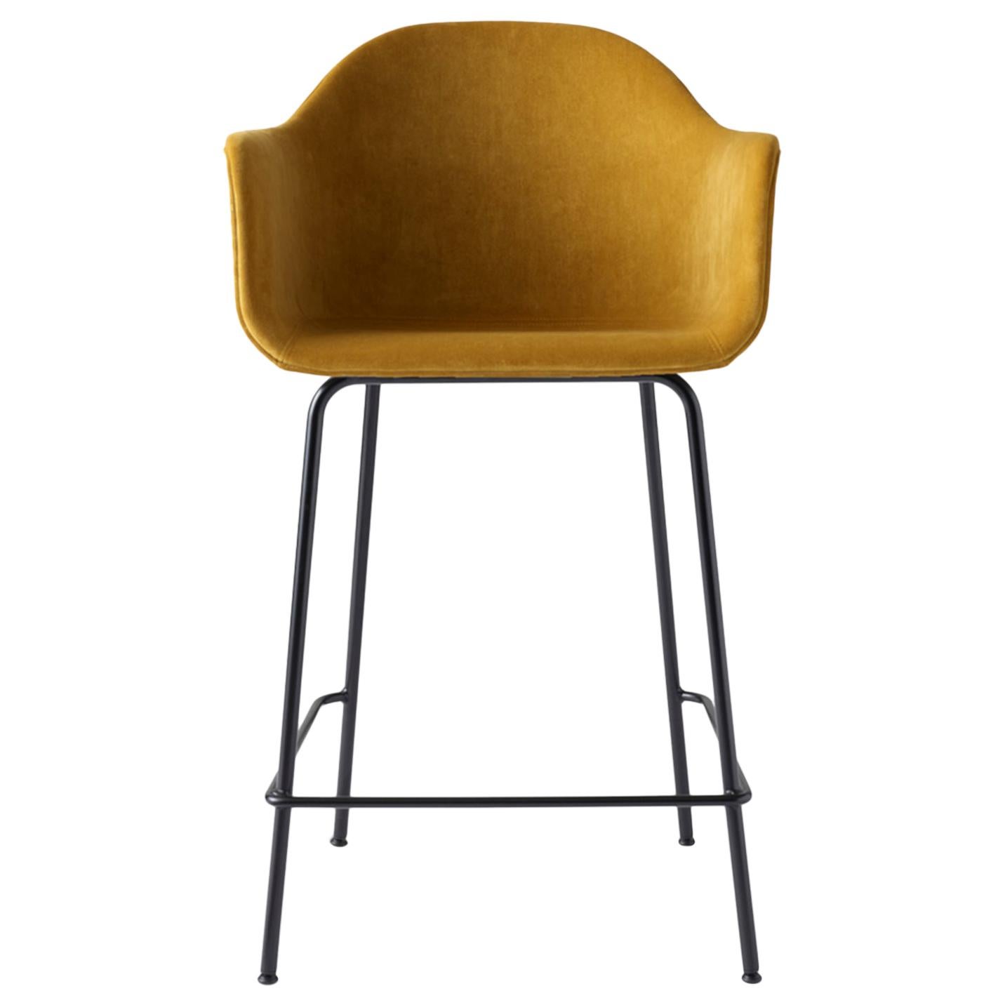 Harbour Counter Chair, Black Welded Steel & Orange Velvet 'CA7832/060'