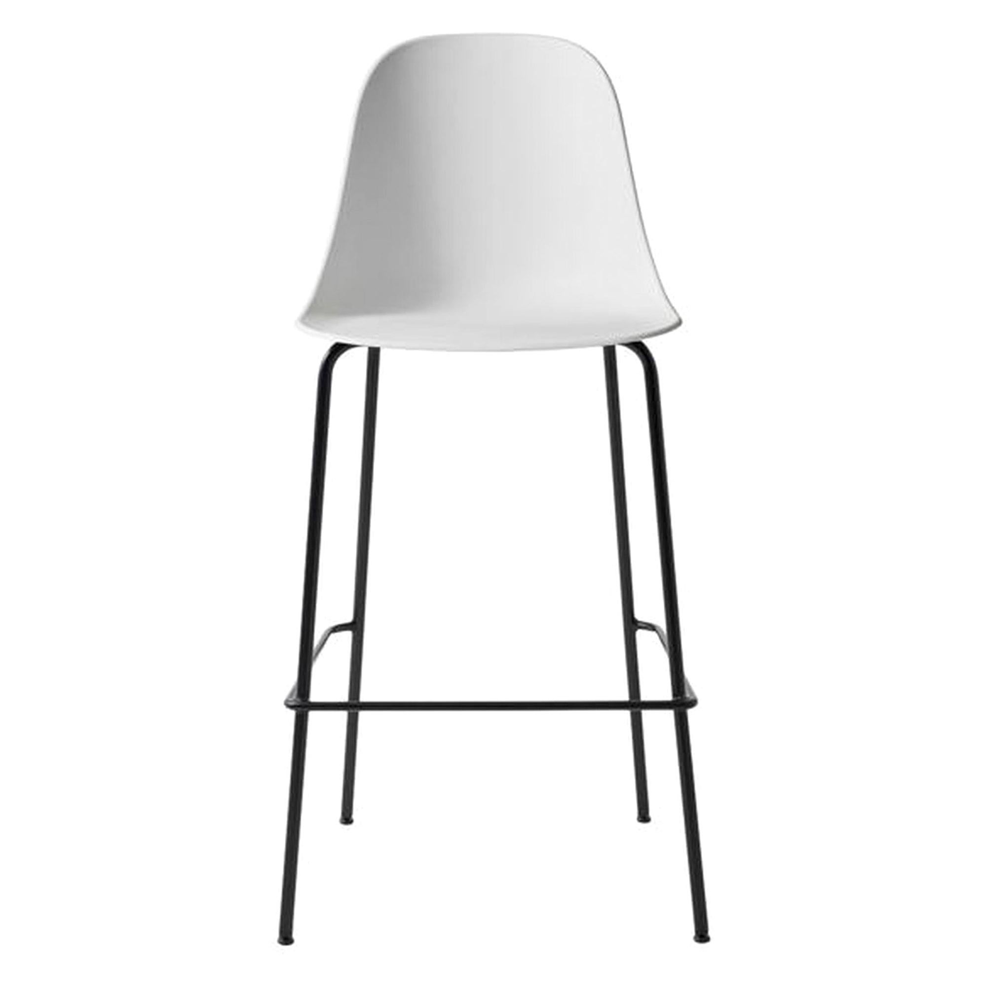 Harbour Side Bar Chair, Base in Black Steel and Light Grey Shell For Sale