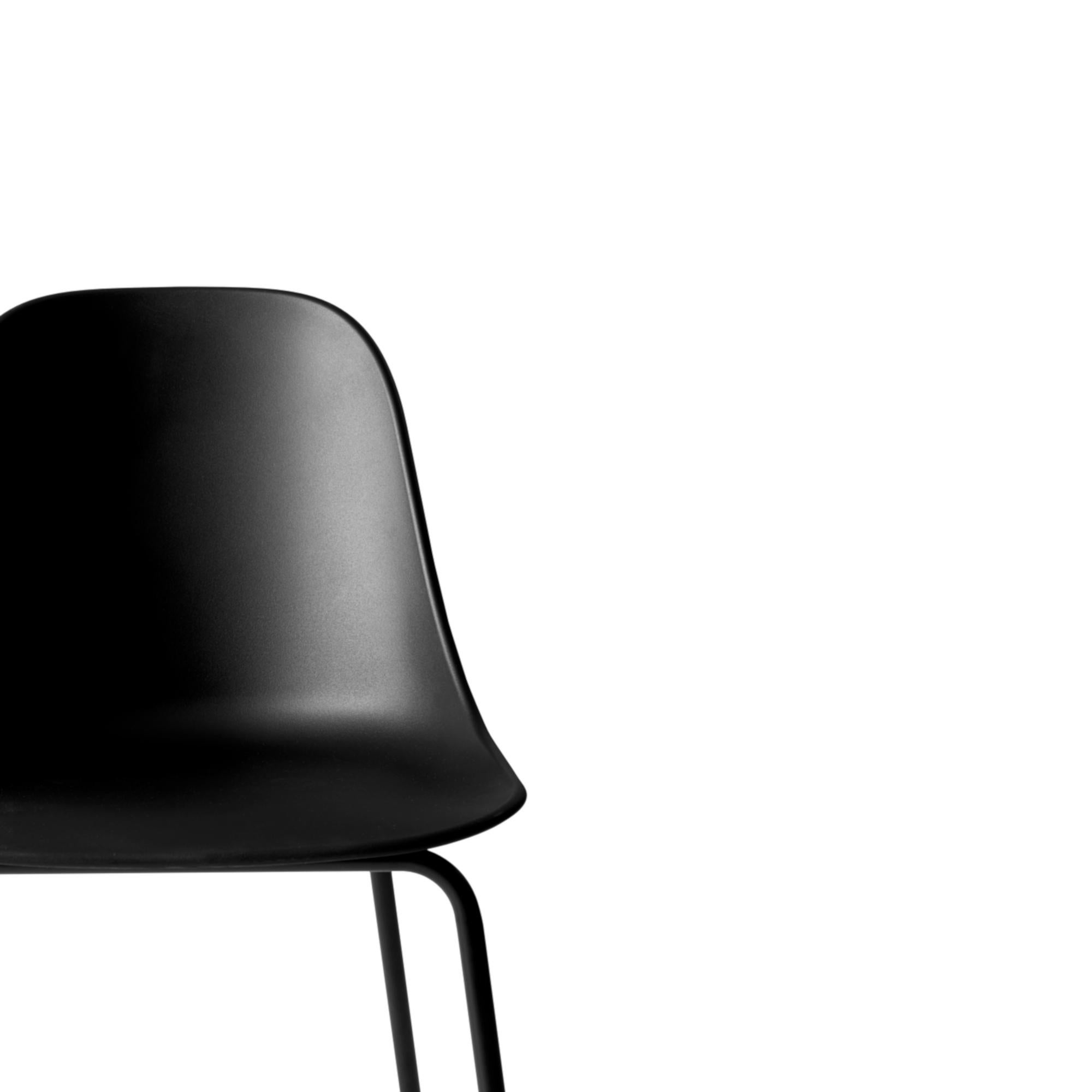 Scandinavian Modern Harbour Side Bar Chair, Base in Black Steel, Black Shell For Sale