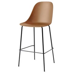 Harbour Side Bar Chair, Base in Black Steel, Khaki Shell
