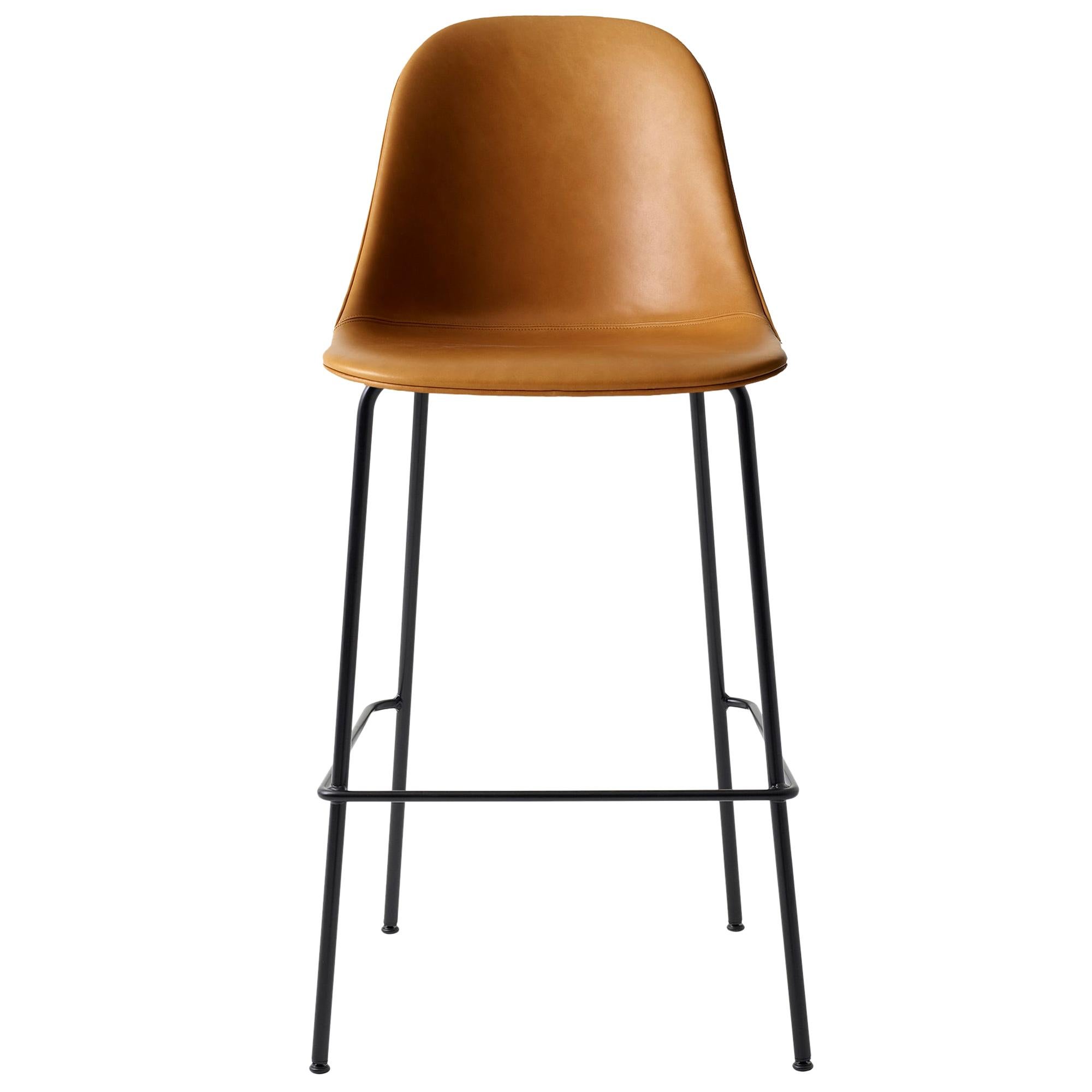 Harbour Side Bar Chair, Base in Black Steel, Nevotex "Dakar" #0250 'Cognac' For Sale