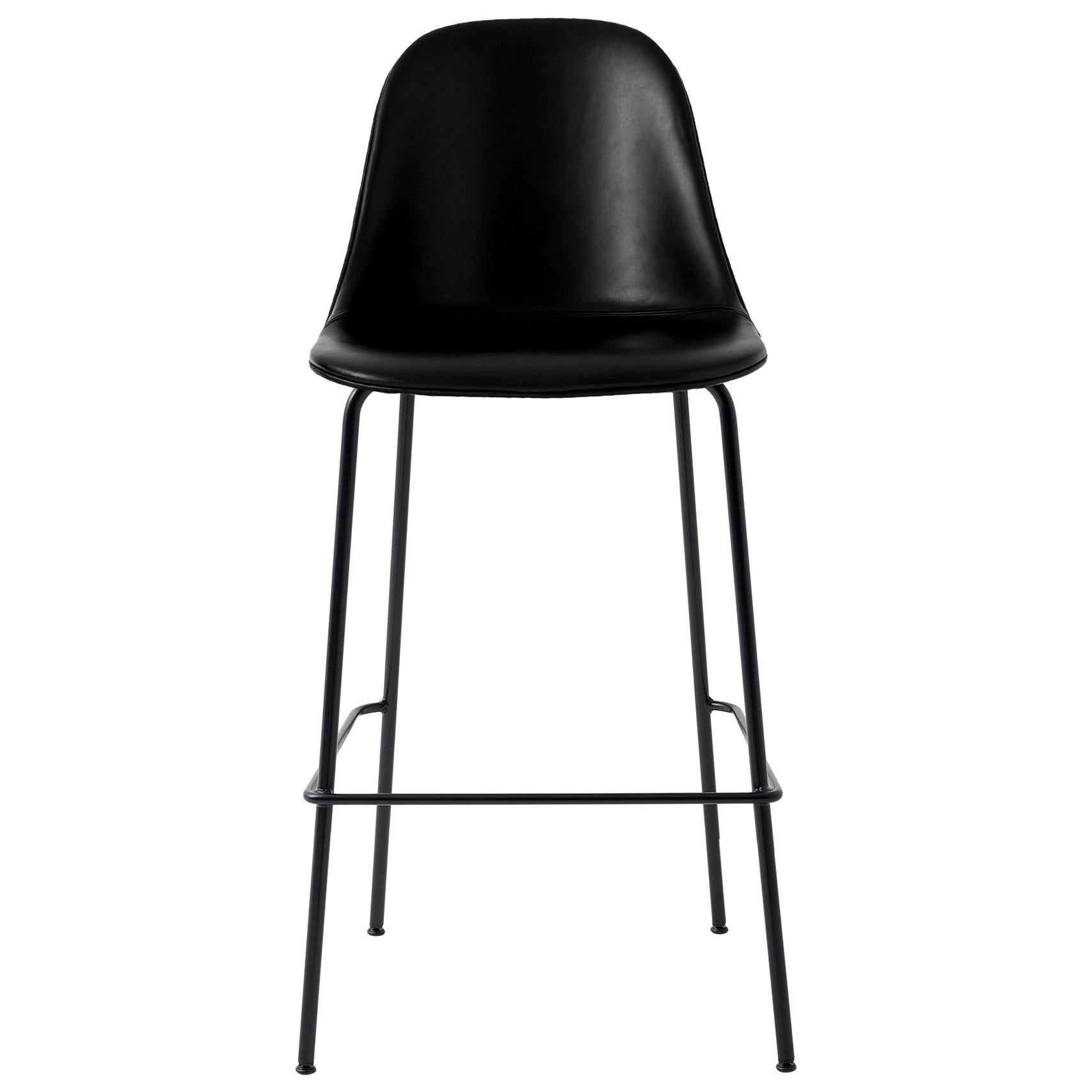 Harbour Side Bar Chair, Base in Black Steel, Nevotex "Dakar" #0842 'Black' For Sale