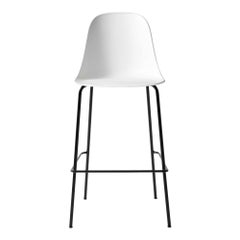 Harbour Side Bar Chair, Base in Black Steel, White Shell