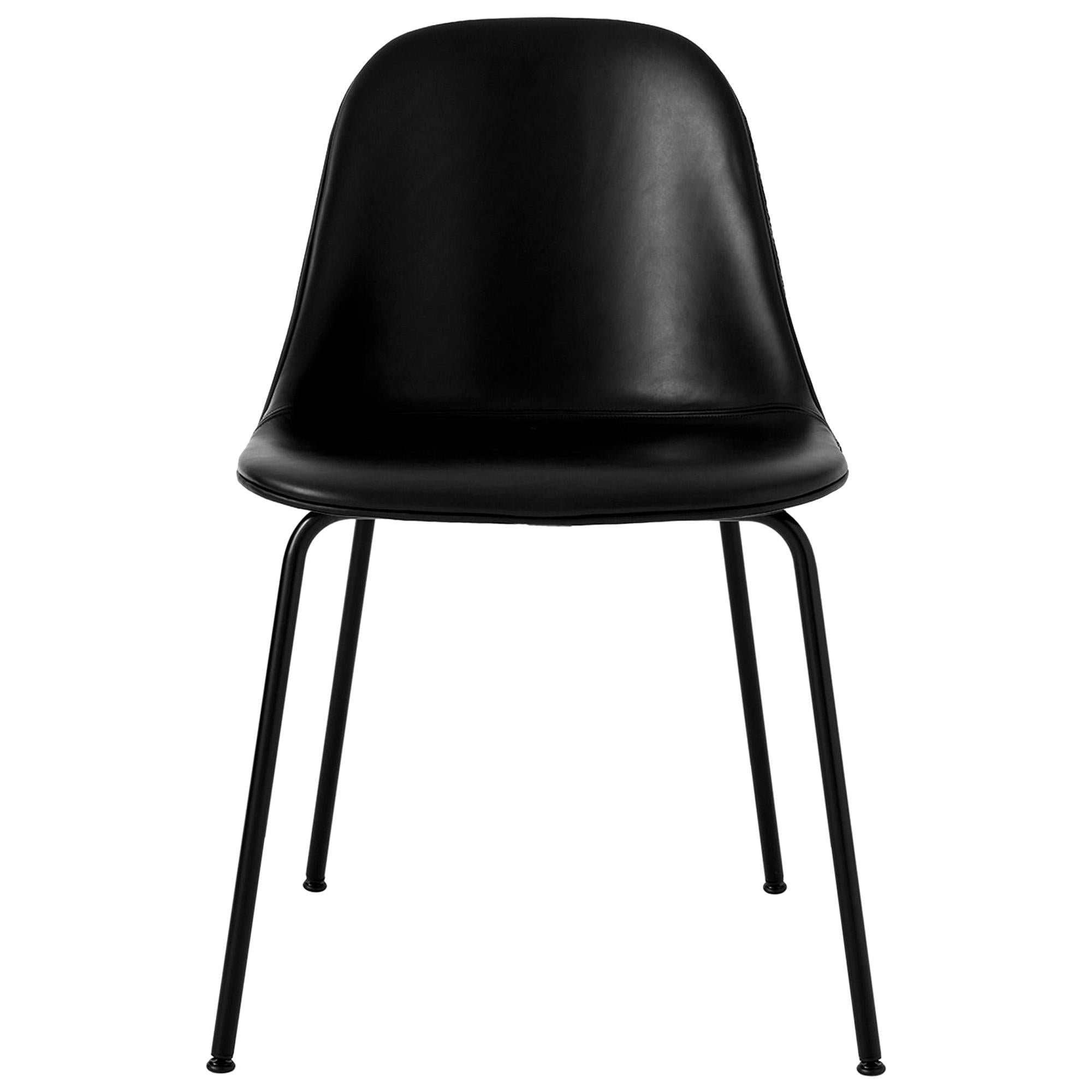 Harbour Side Chair, Base in Black Steel, Shell in Black Leather For Sale