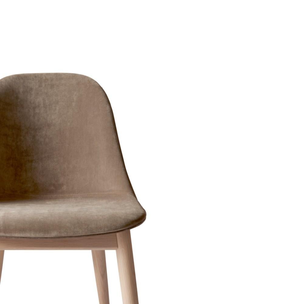 Scandinavian Modern Harbour Side Chair, Base in Natural Oak, City Velvet CA7832/078 'Grey'